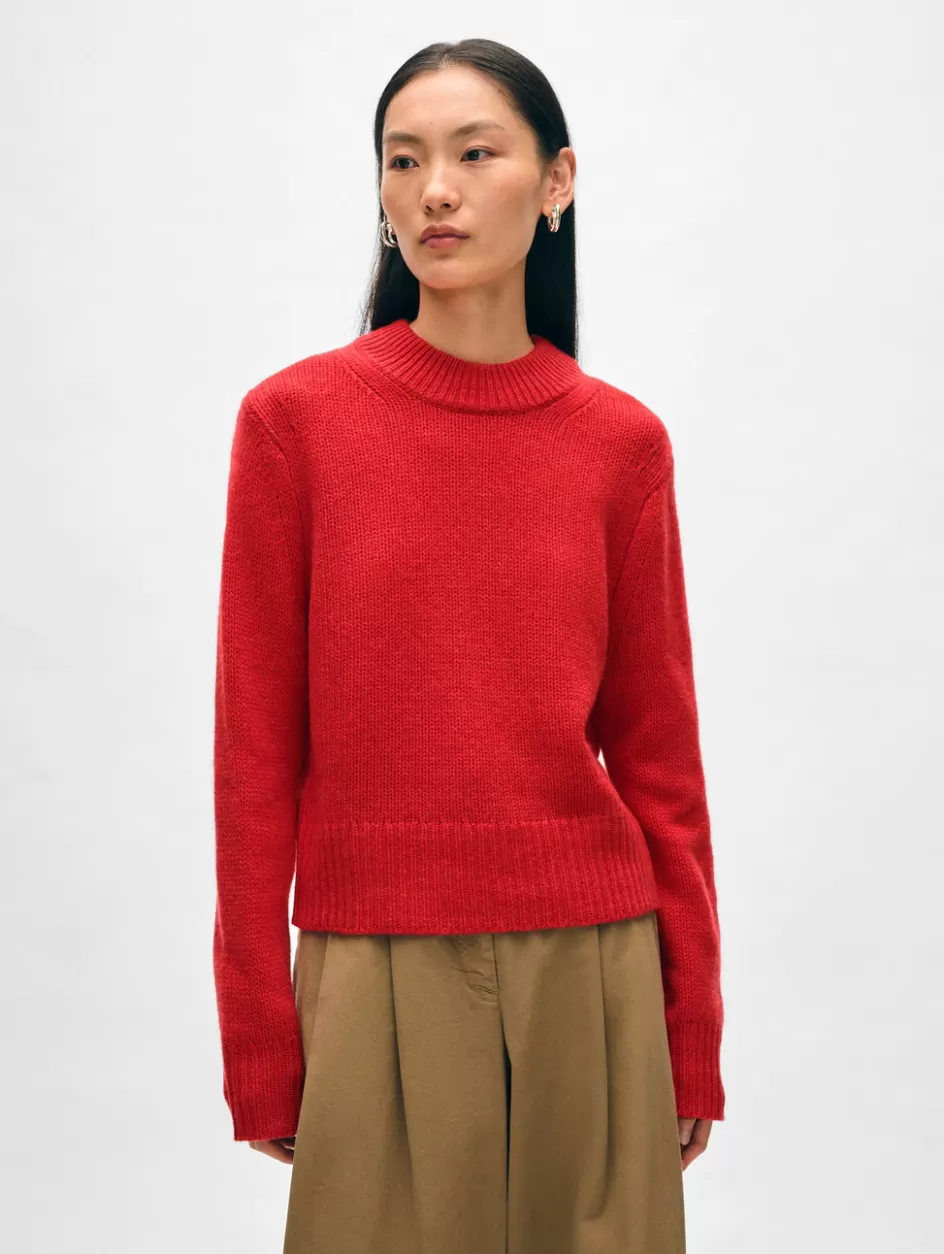 White + Warren Sweaters-cashmere wide rib trim crewneck