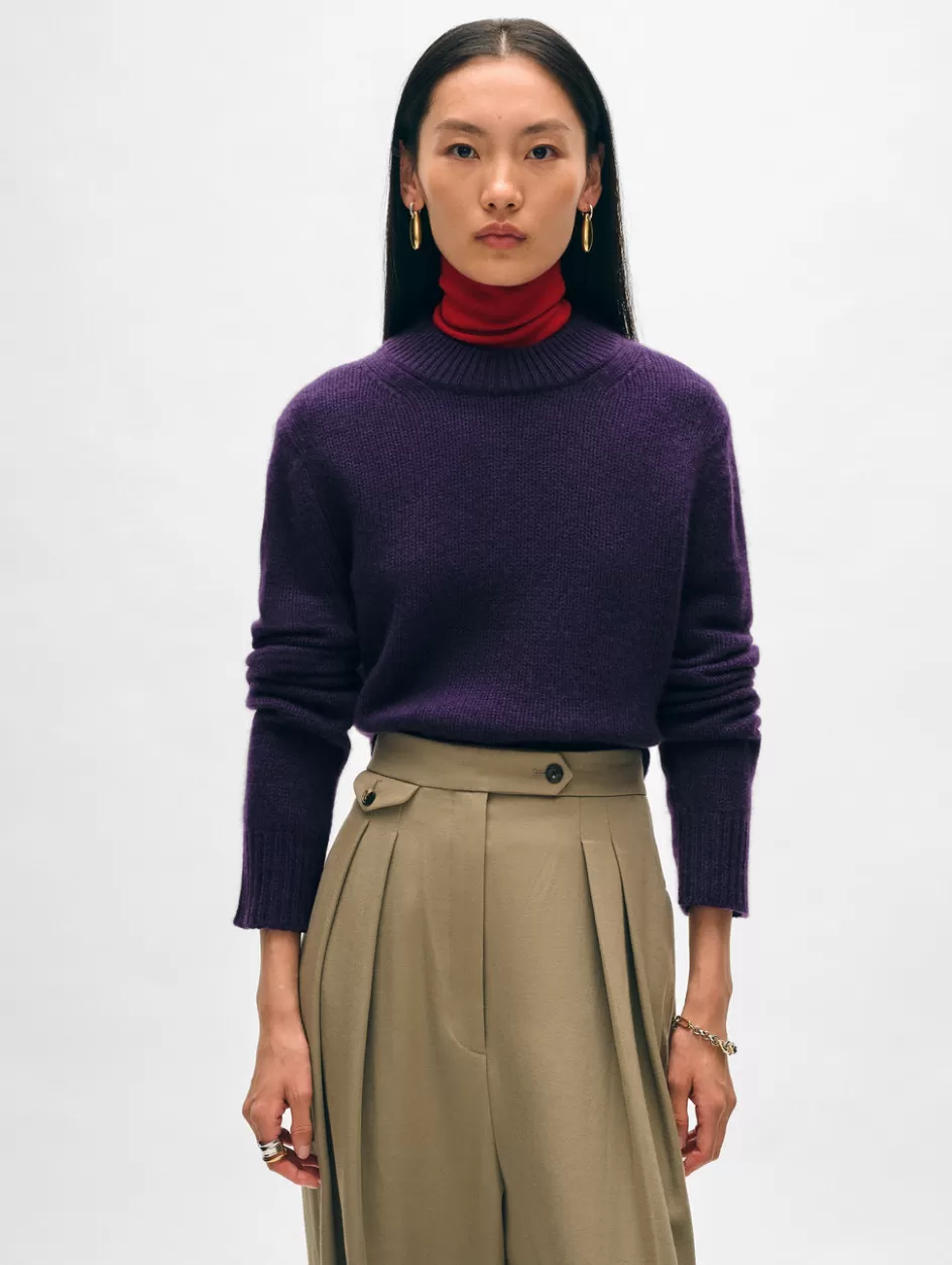 White + Warren Sweaters-cashmere wide rib trim crewneck