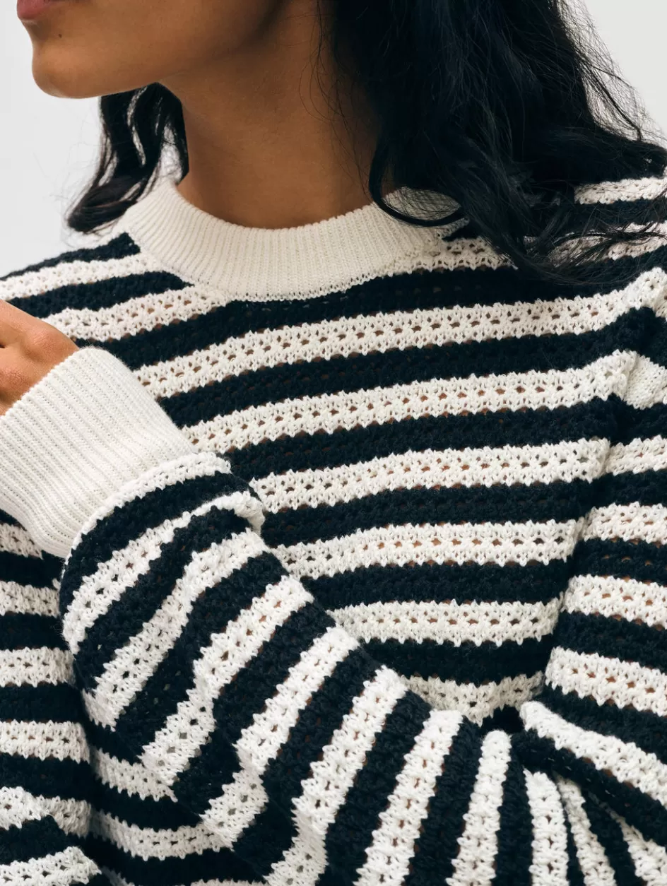 White + Warren Sweaters-cotton blend mesh crewneck