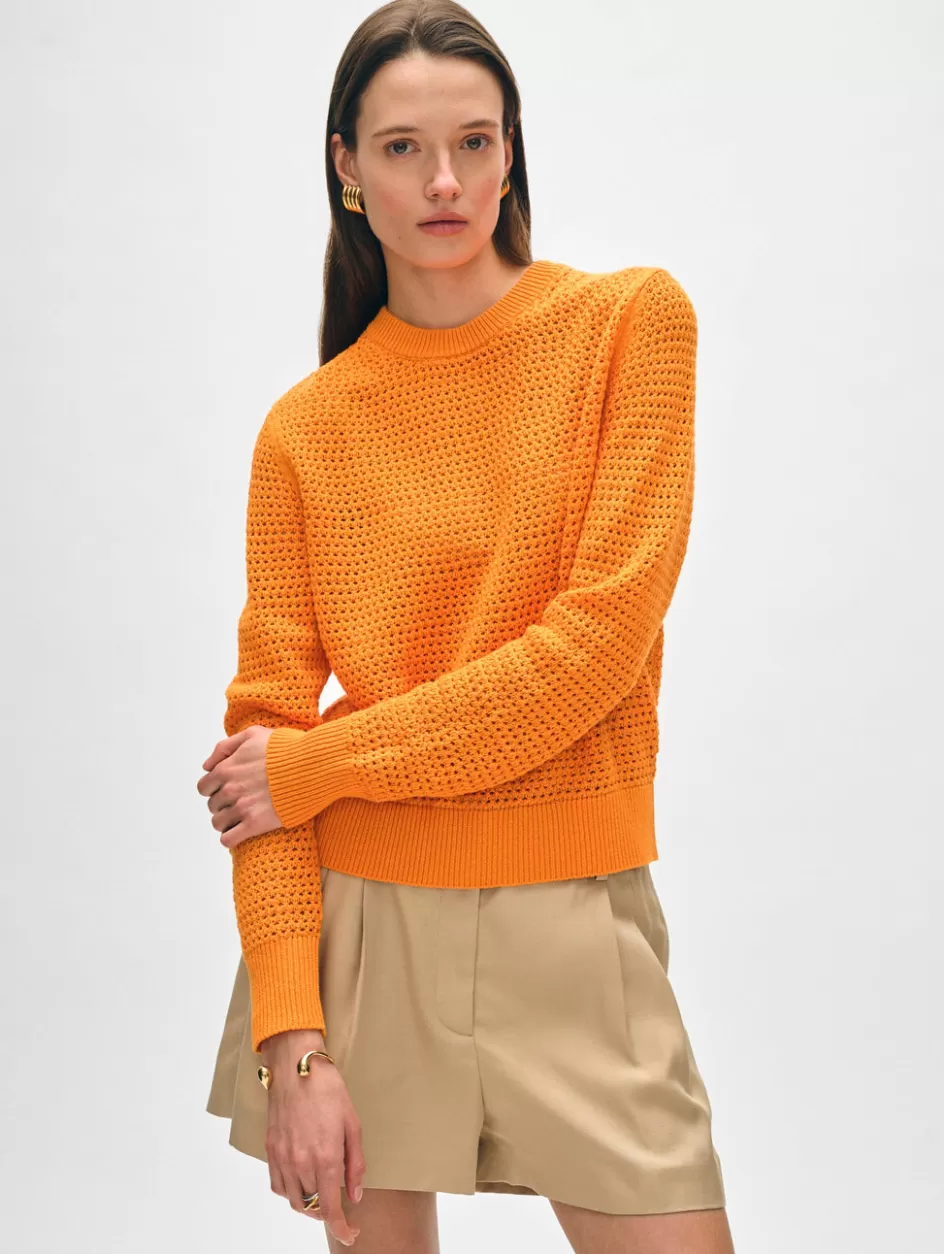 White + Warren Sweaters-cotton blend mesh crewneck