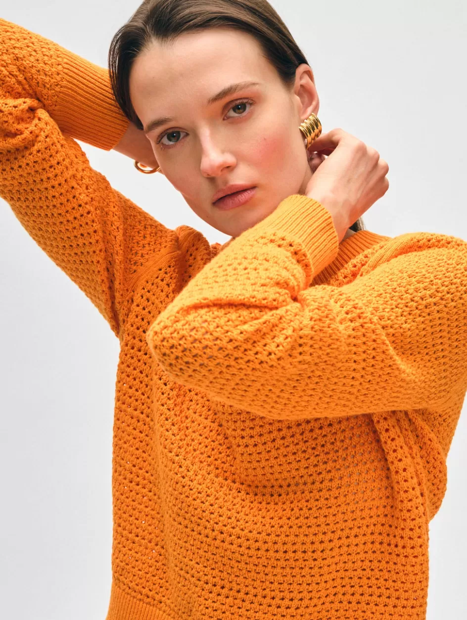 White + Warren Sweaters-cotton blend mesh crewneck