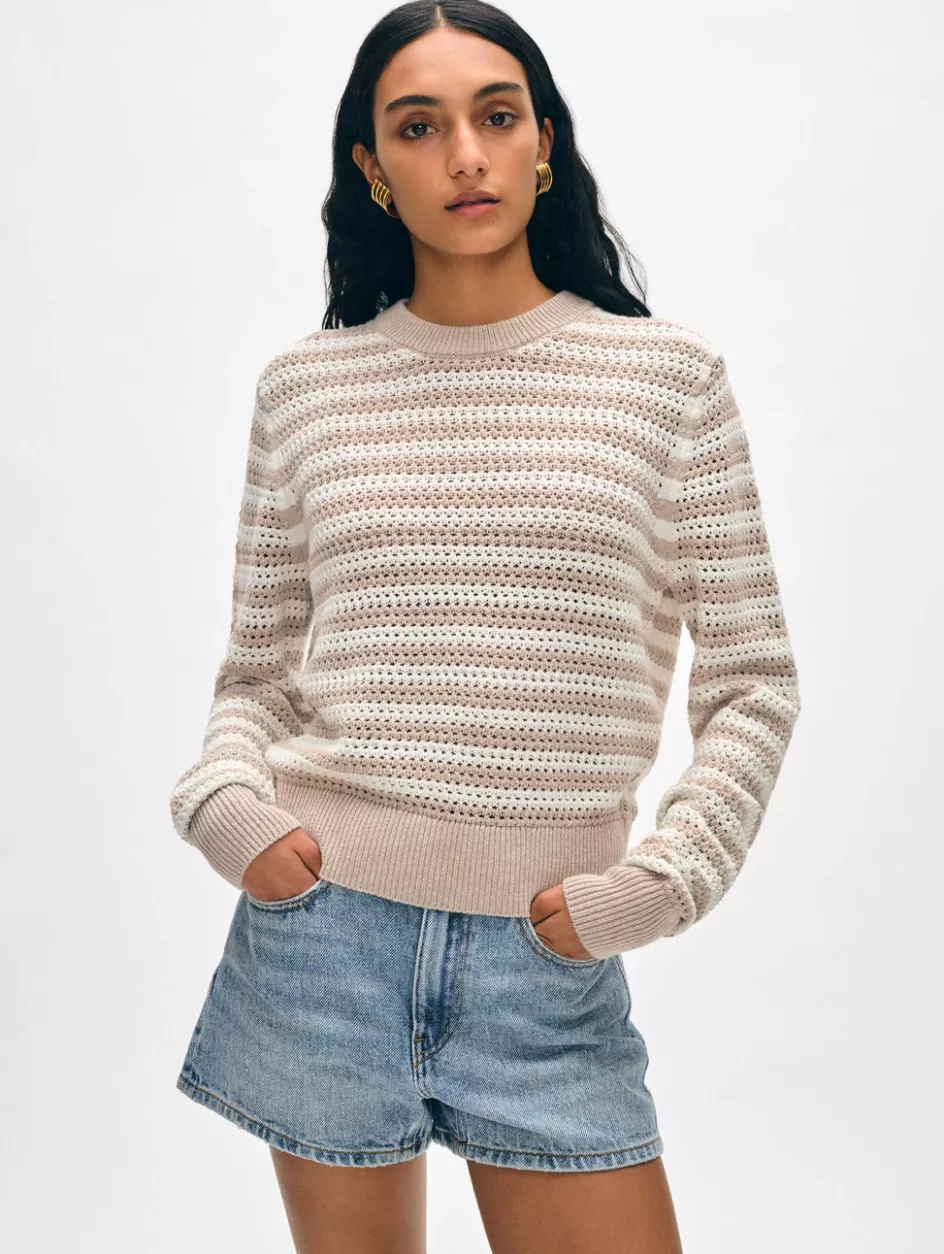 White + Warren Sweaters-cotton blend mesh crewneck