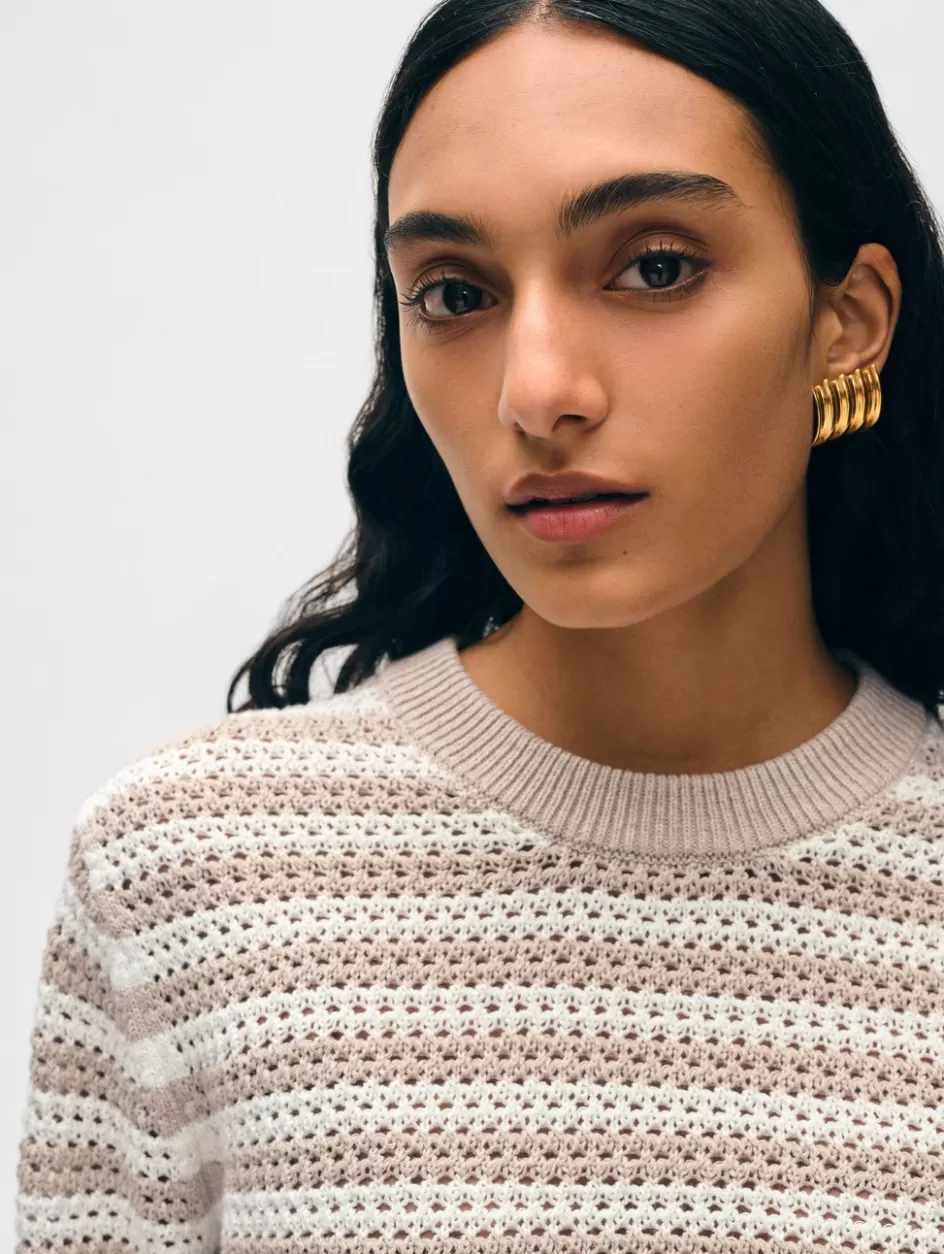 White + Warren Sweaters-cotton blend mesh crewneck