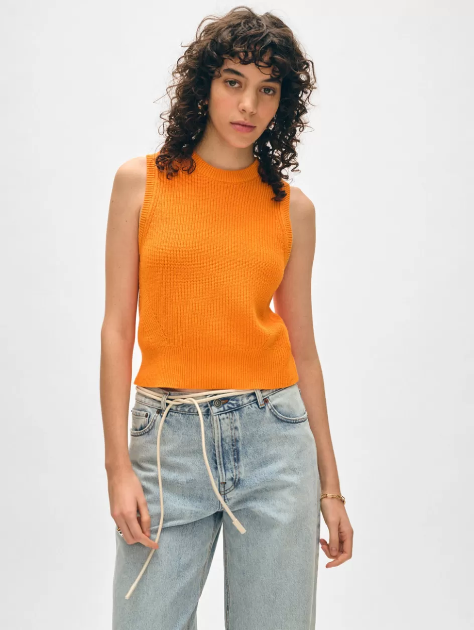 White + Warren Tops-cotton blend ribbed shell