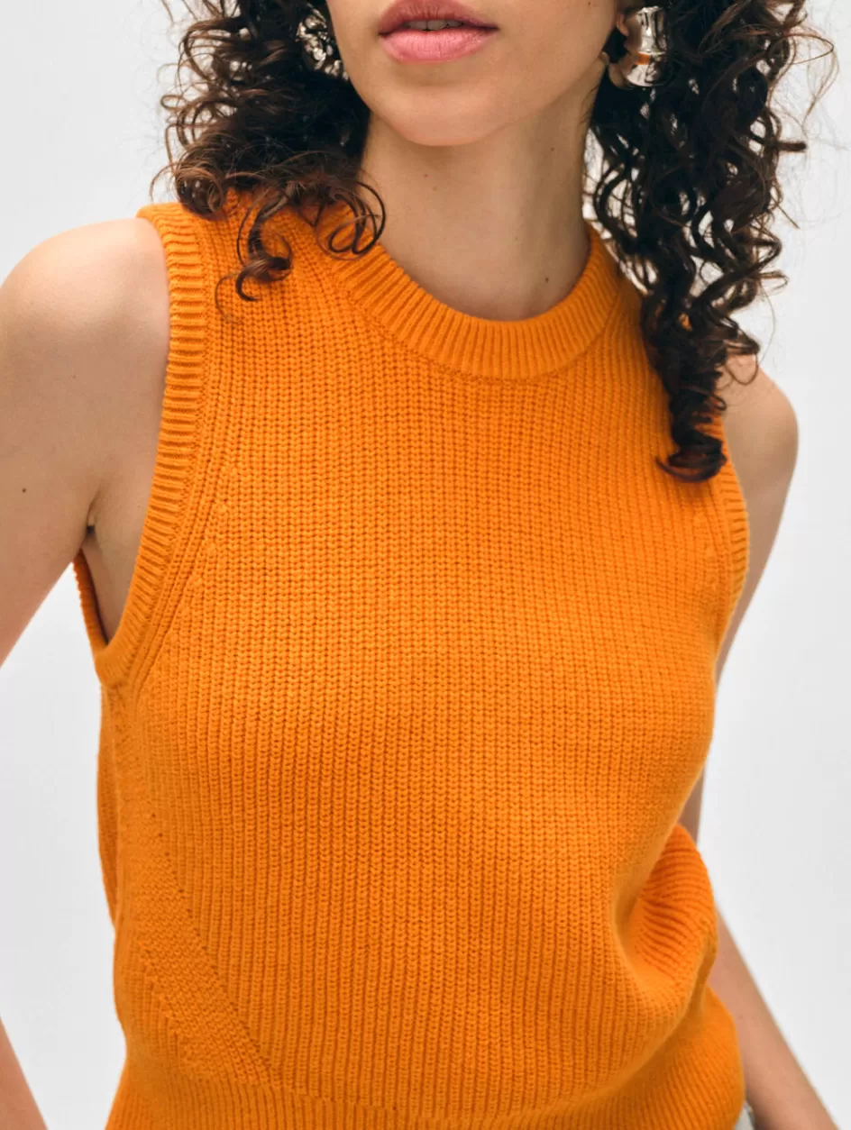 White + Warren Tops-cotton blend ribbed shell