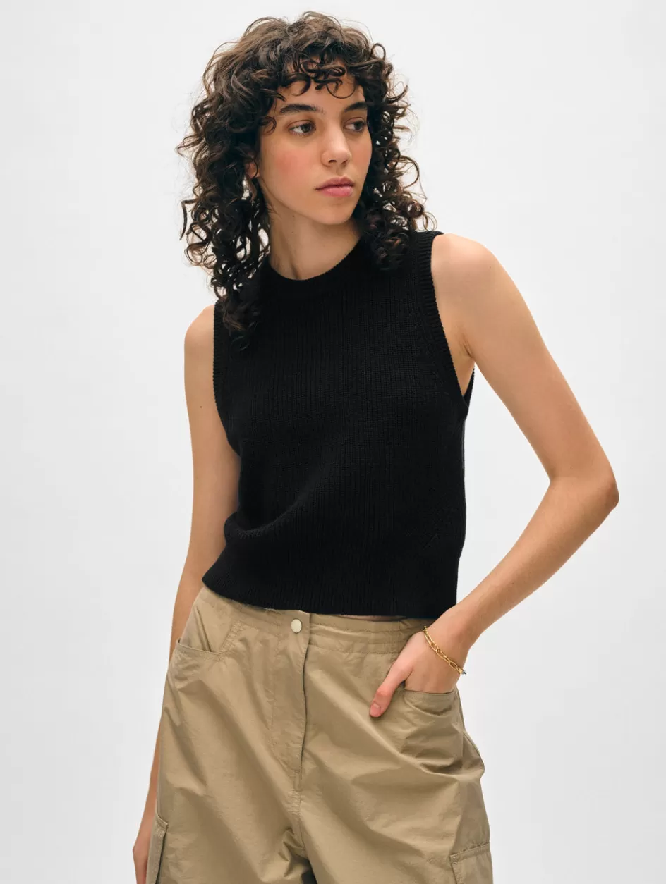 White + Warren Tops-cotton blend ribbed shell