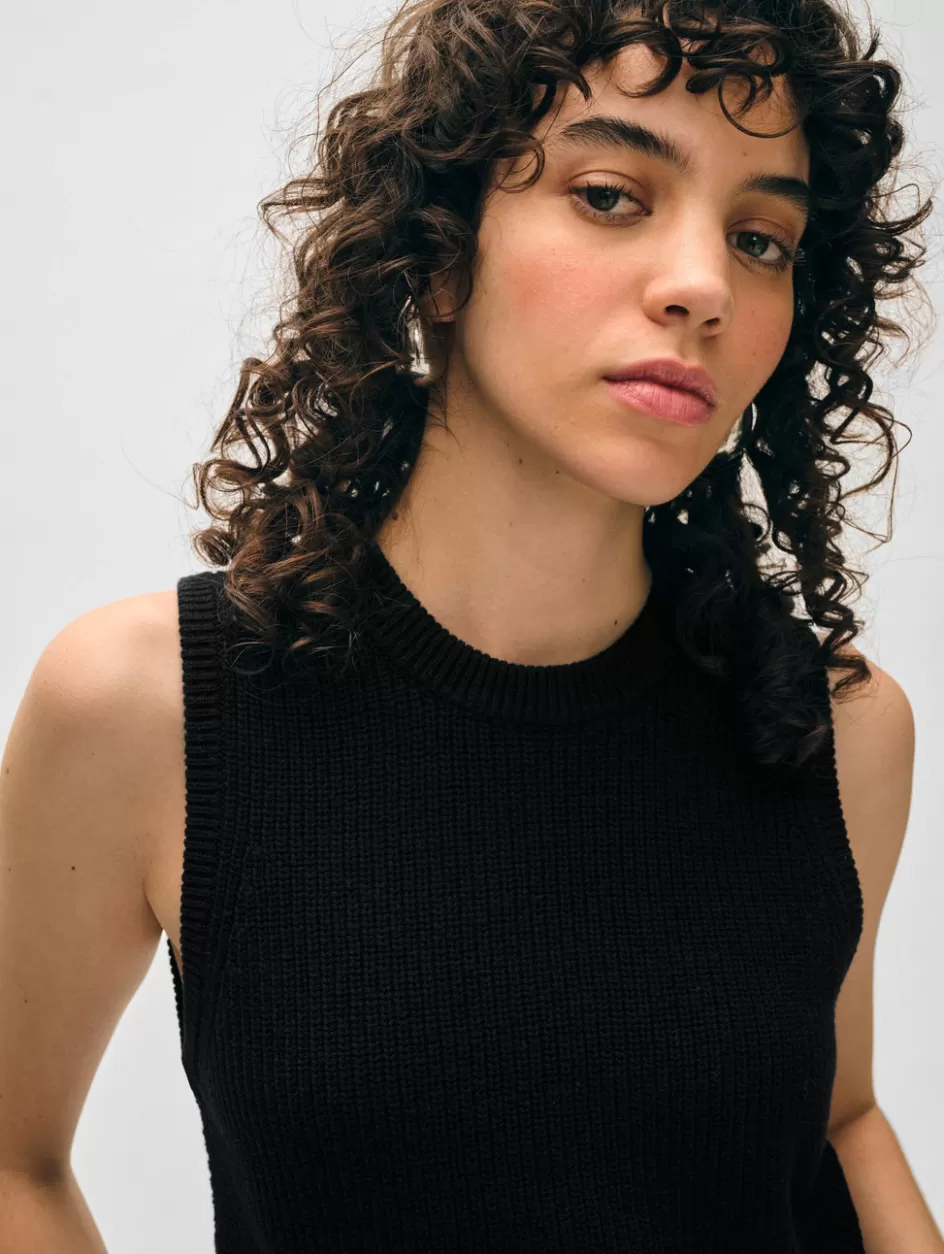 White + Warren Tops-cotton blend ribbed shell