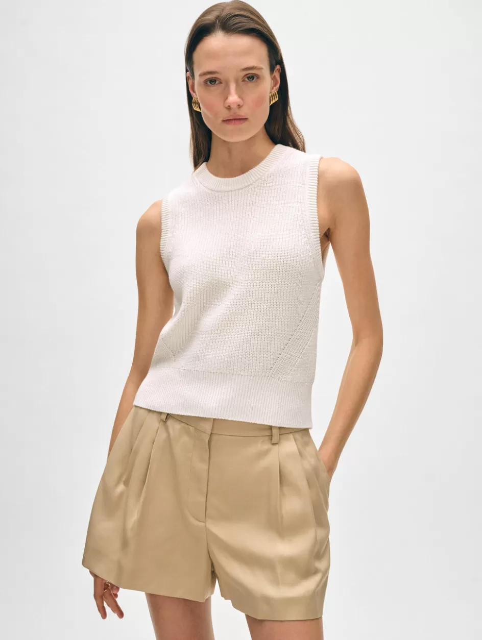 White + Warren Tops-cotton blend ribbed shell