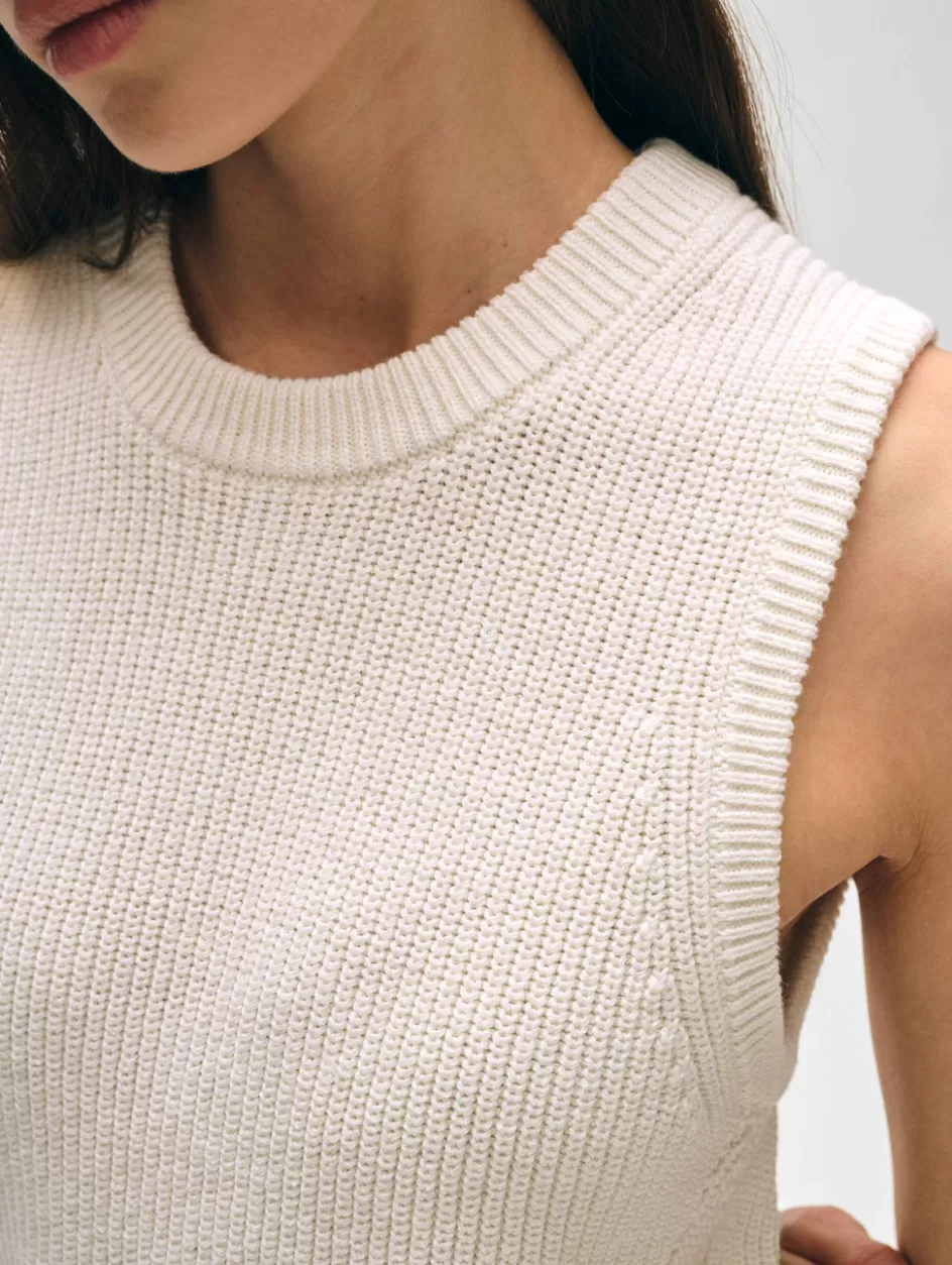 White + Warren Tops-cotton blend ribbed shell