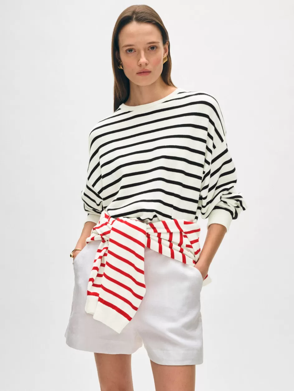 White + Warren Sweaters-cotton linen drop shoulder sweater