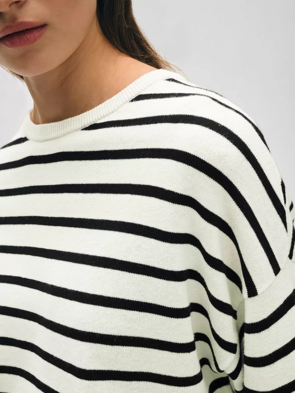 White + Warren Sweaters-cotton linen drop shoulder sweater