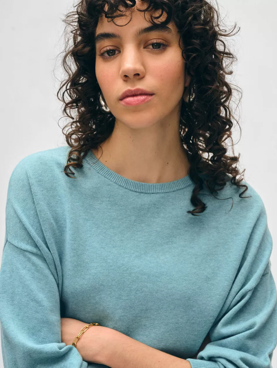 White + Warren Sweaters-cotton linen drop shoulder sweater