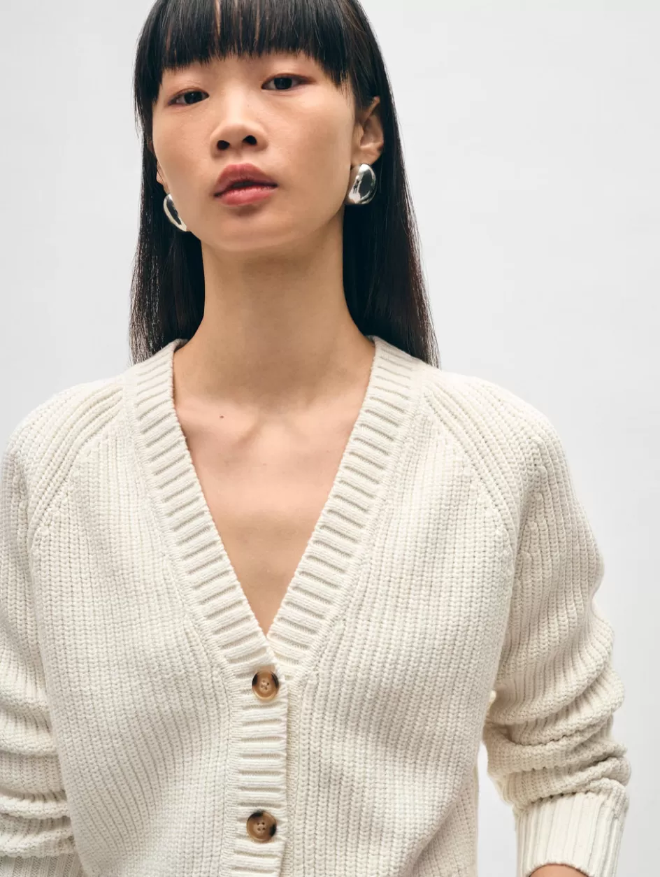 White + Warren Cardigans-cotton linen ribbed cardigan