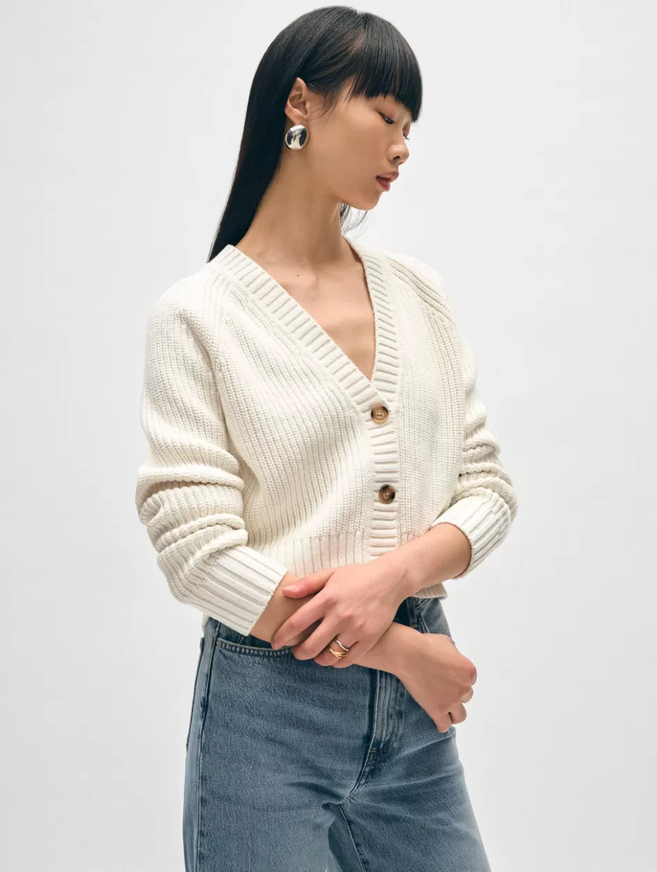 White + Warren Cardigans-cotton linen ribbed cardigan
