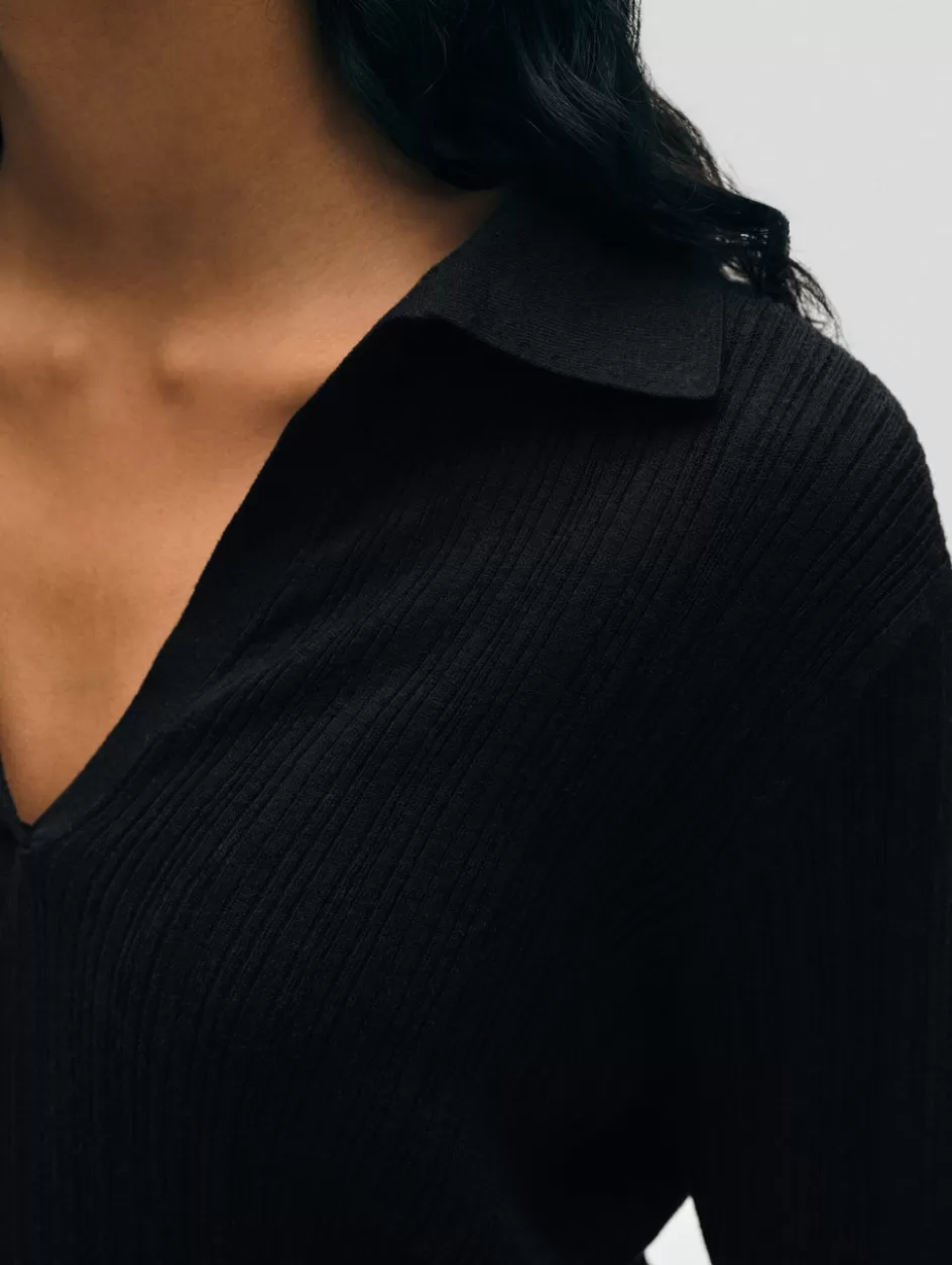 White + Warren Sweaters-cotton linen ribbed polo