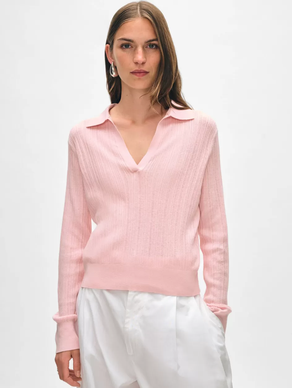 White + Warren Sweaters-cotton linen ribbed polo
