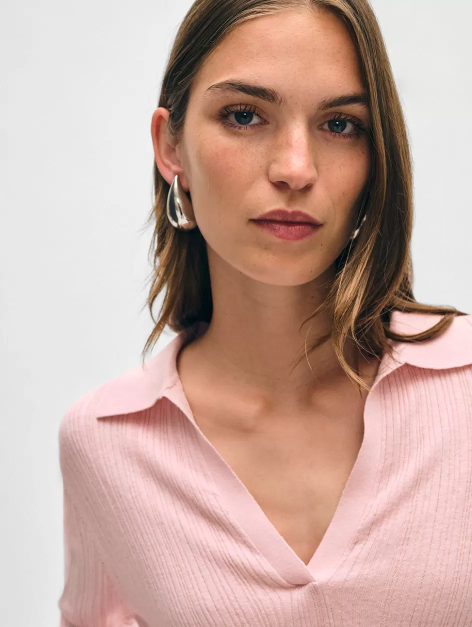 White + Warren Sweaters-cotton linen ribbed polo