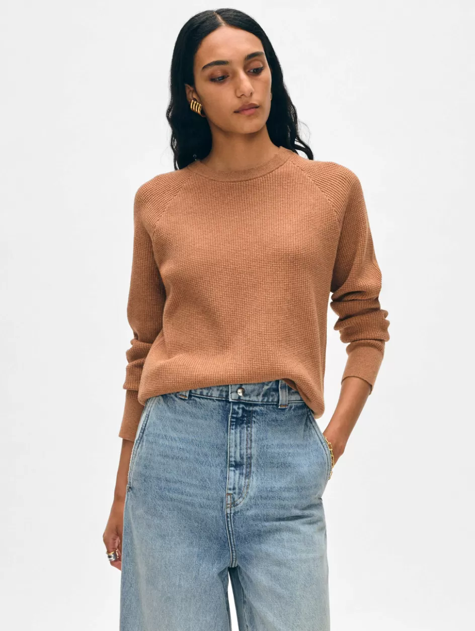 White + Warren Sweaters-cotton linen waffle sweatshirt