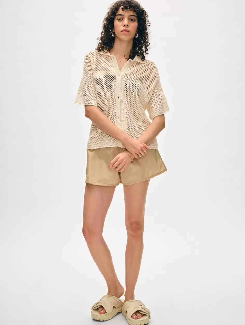 White + Warren Tops-cotton mesh shirt