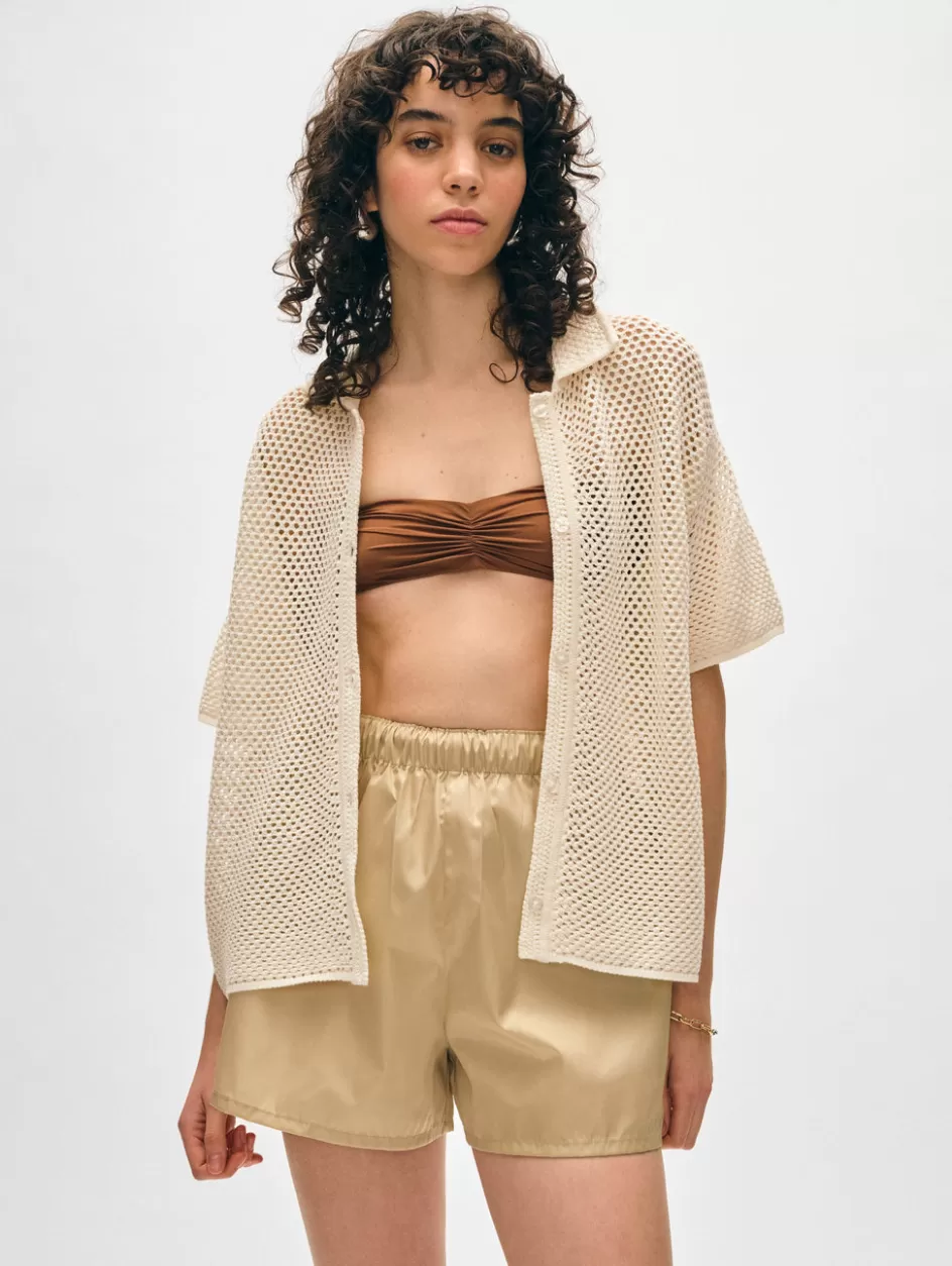 White + Warren Tops-cotton mesh shirt