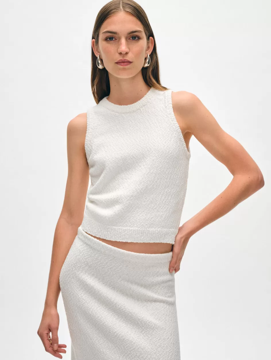 White + Warren Tops-cotton slub cut in tank