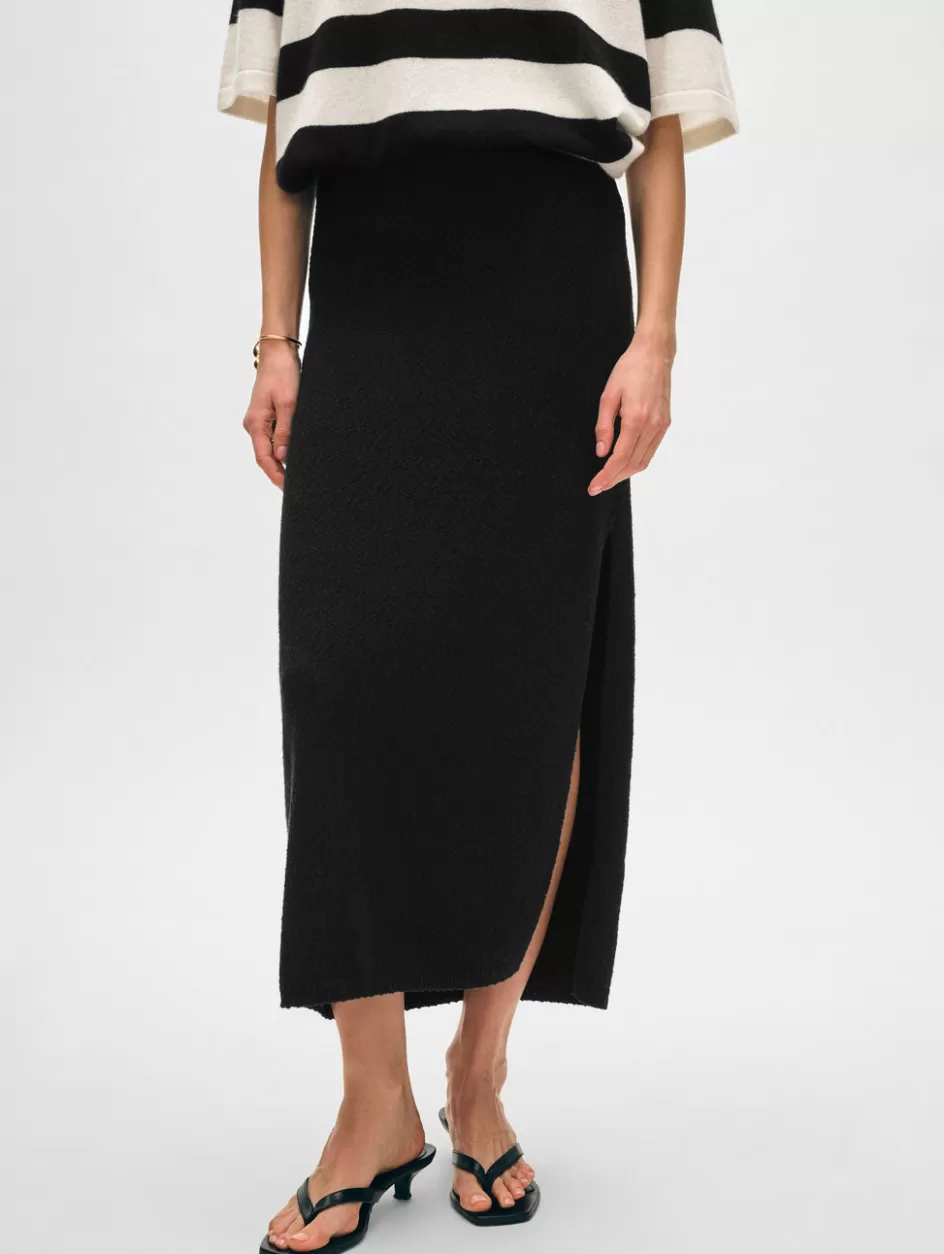 White + Warren Bottoms-cotton slub side slit skirt