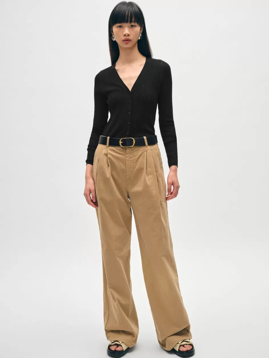 White + Warren Tops-linen gauze ribbed v neck cardigan