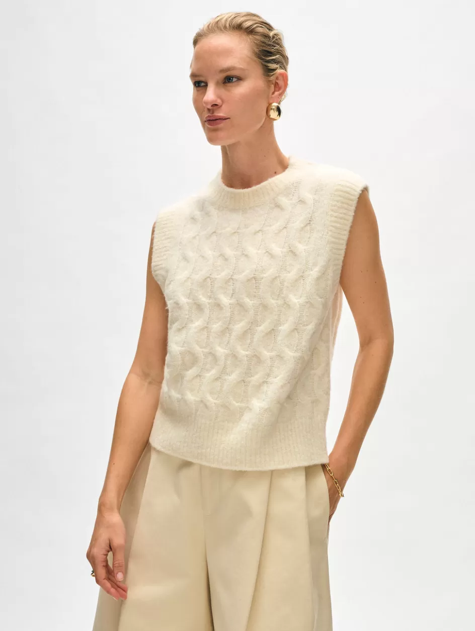 White + Warren Sweaters-merino cashmere boucle cable vest