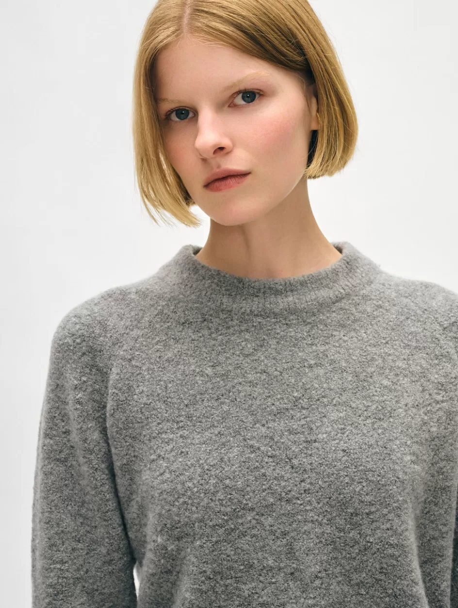 White + Warren Lounge-merino cashmere boucle sweatshirt