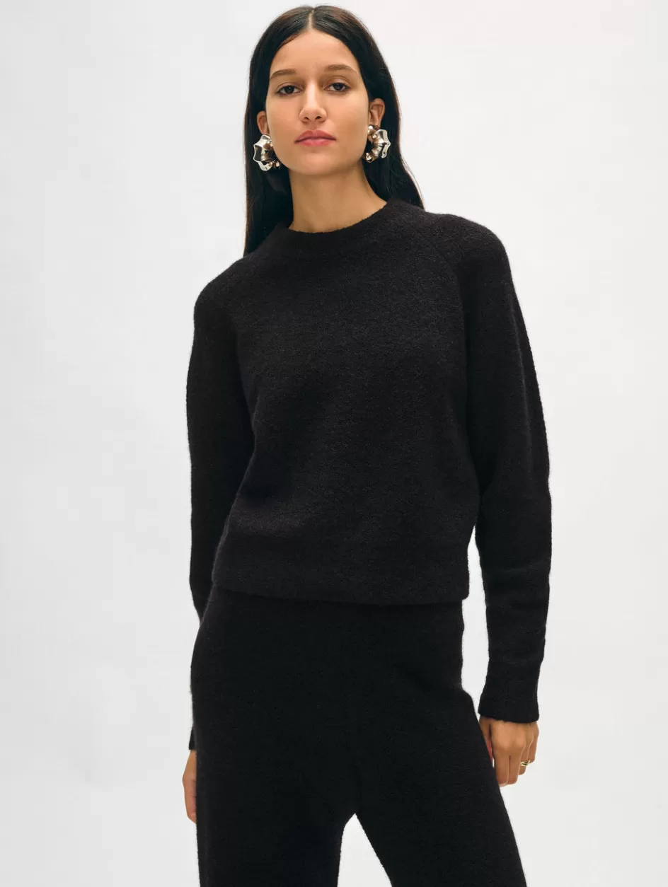 White + Warren Lounge-merino cashmere boucle sweatshirt