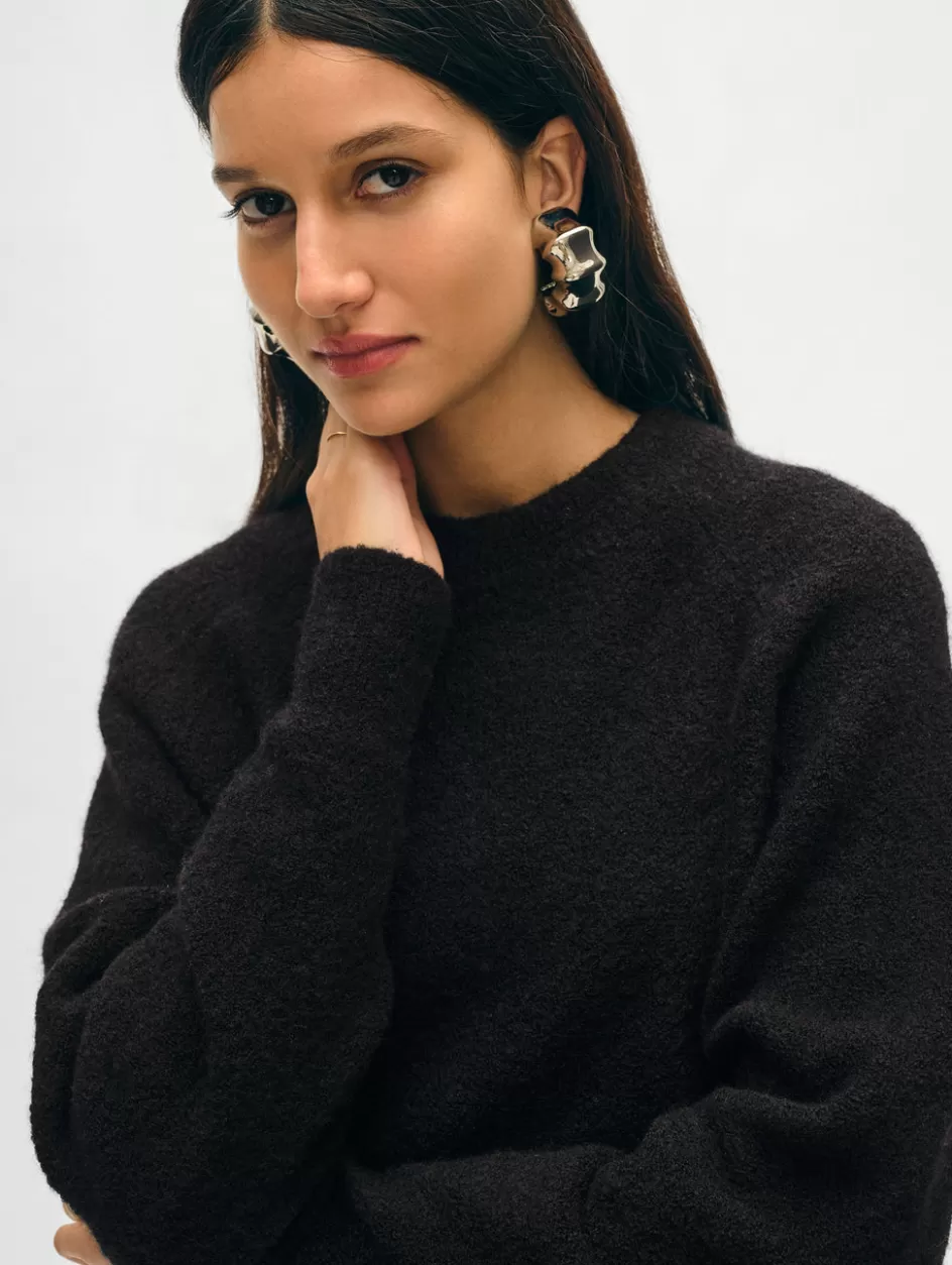 White + Warren Lounge-merino cashmere boucle sweatshirt