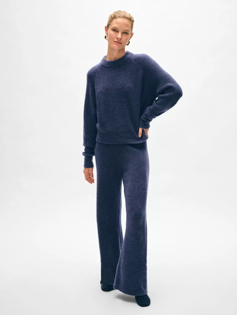 White + Warren Lounge-merino cashmere boucle wide leg pant
