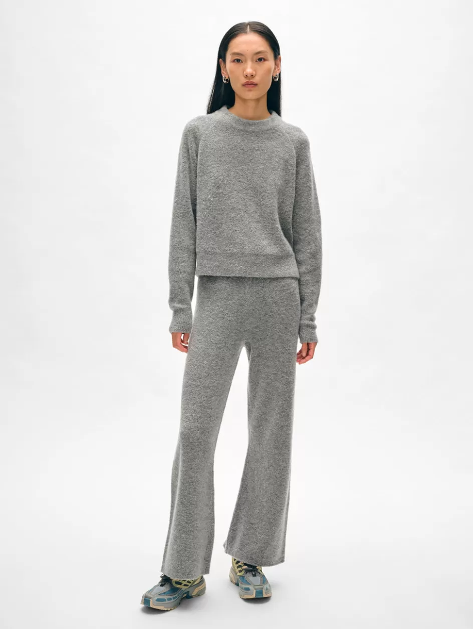 White + Warren Lounge-merino cashmere boucle wide leg pant