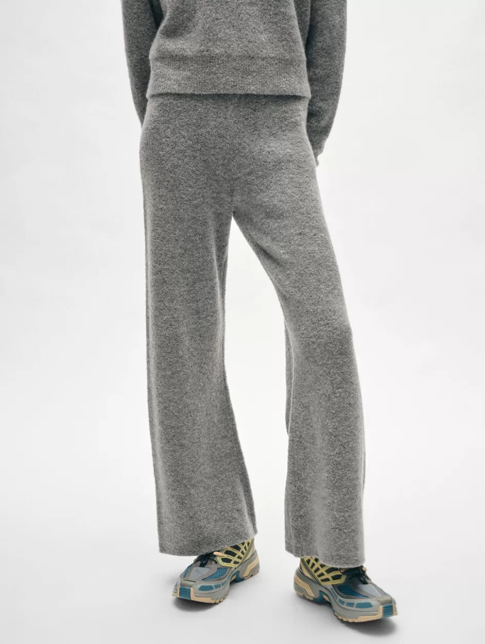 White + Warren Lounge-merino cashmere boucle wide leg pant