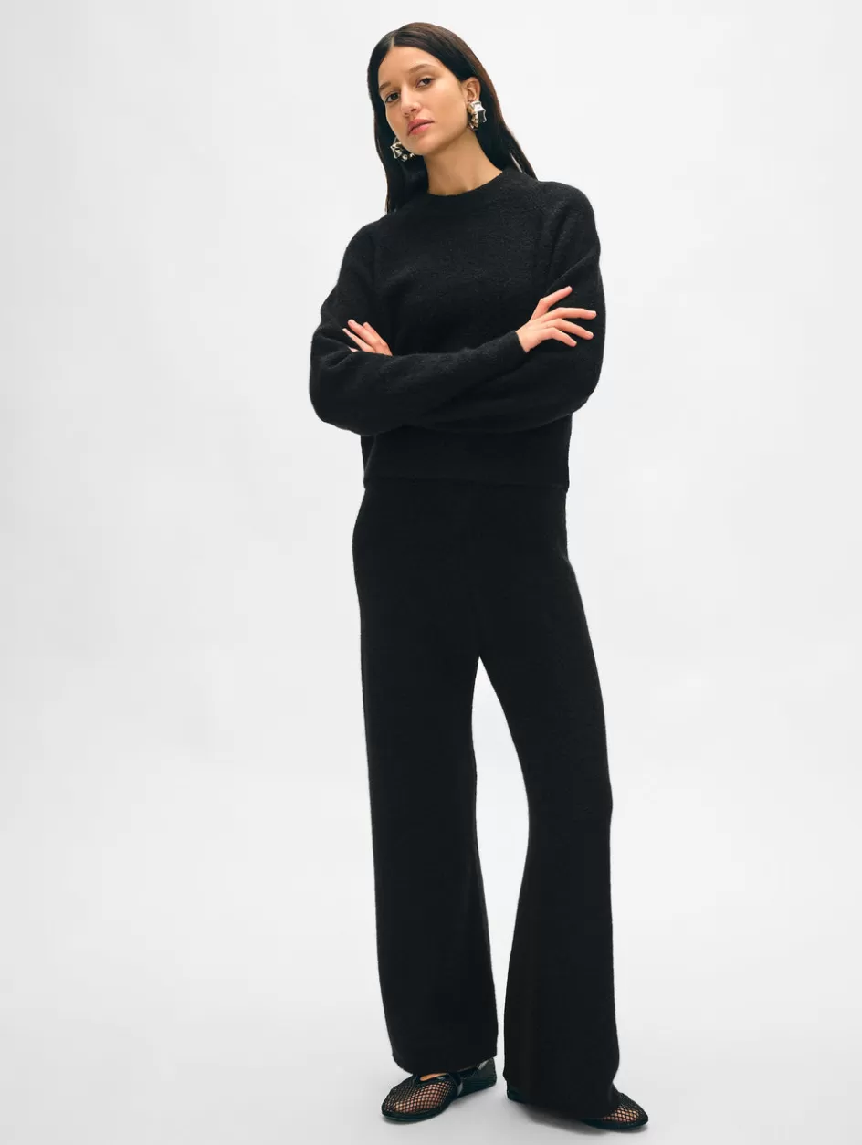 White + Warren Lounge-merino cashmere boucle wide leg pant