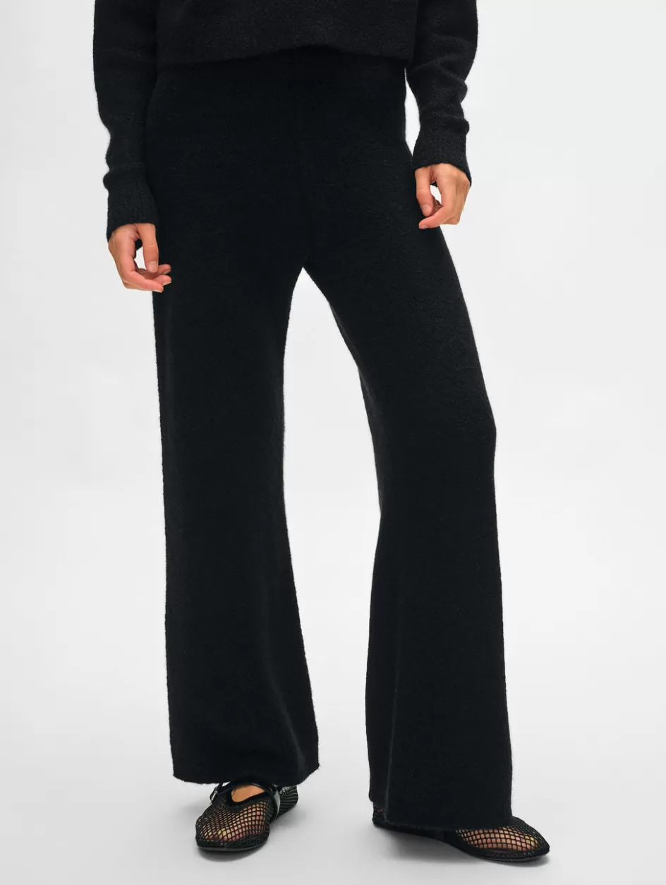 White + Warren Lounge-merino cashmere boucle wide leg pant