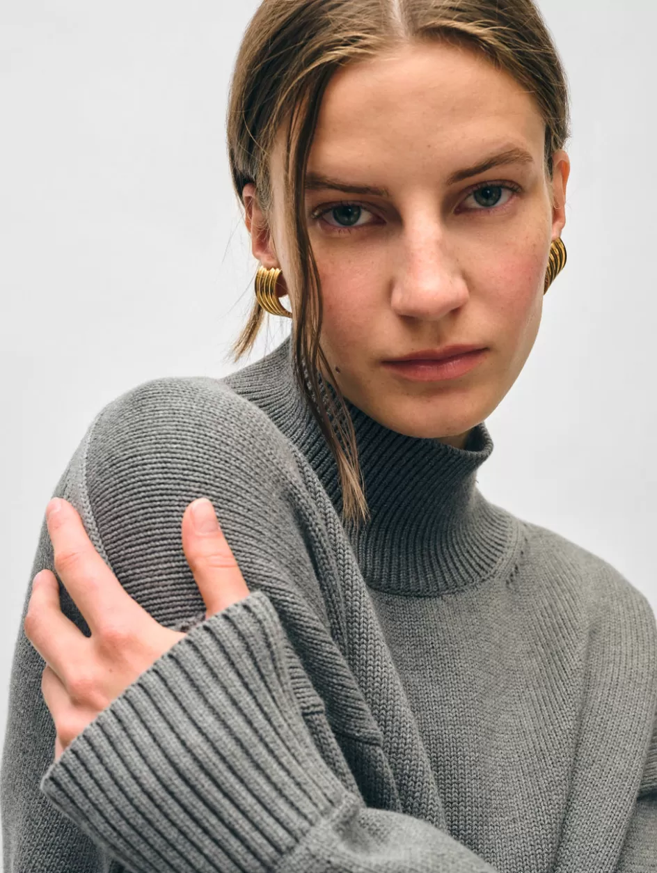 White + Warren Sweaters-organic cotton cropped standneck