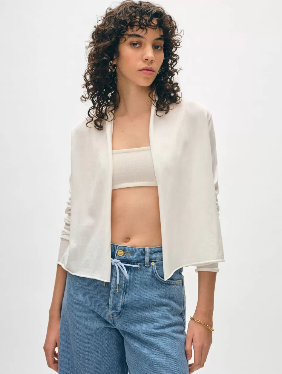 White + Warren Cardigans-organic cotton cropped trapeze cardigan