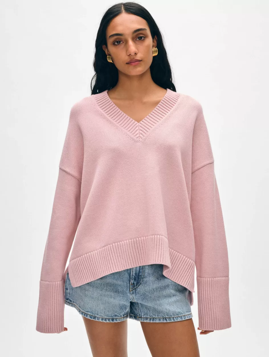 White + Warren Sweaters-organic cotton oversized v neck