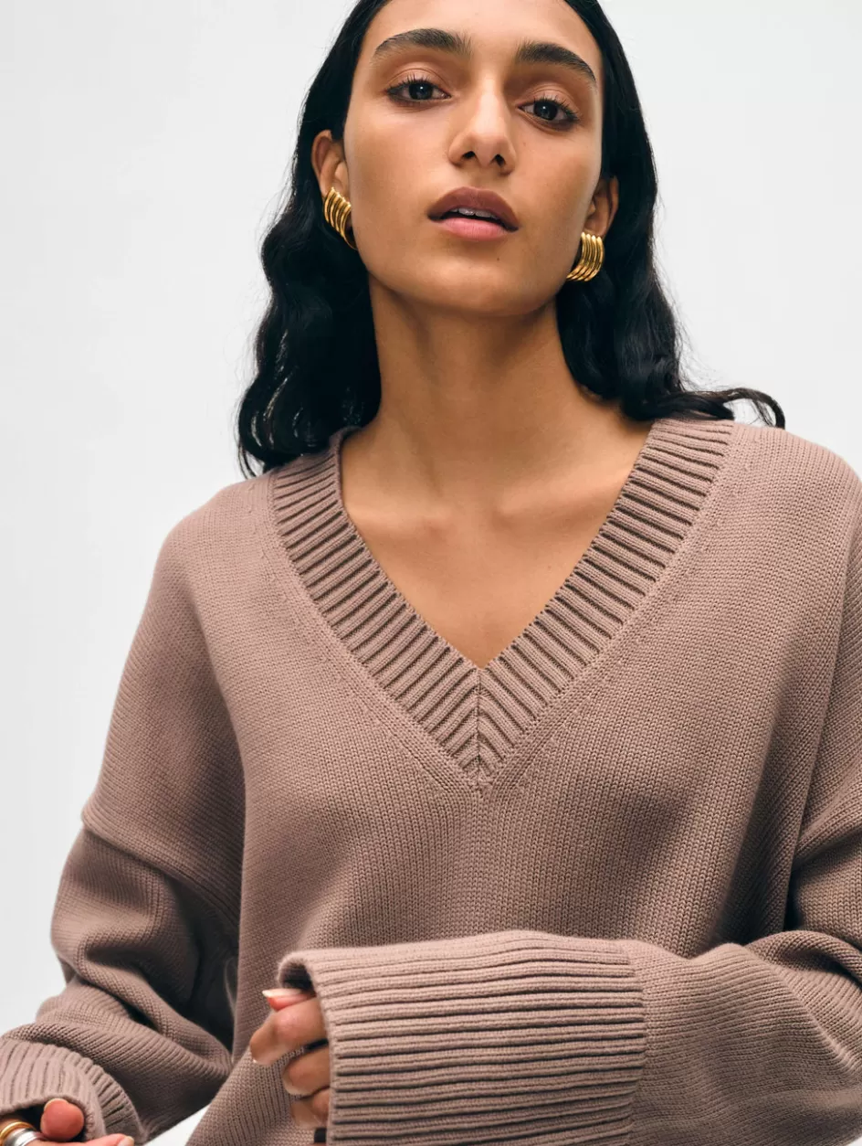 White + Warren Sweaters-organic cotton oversized v neck