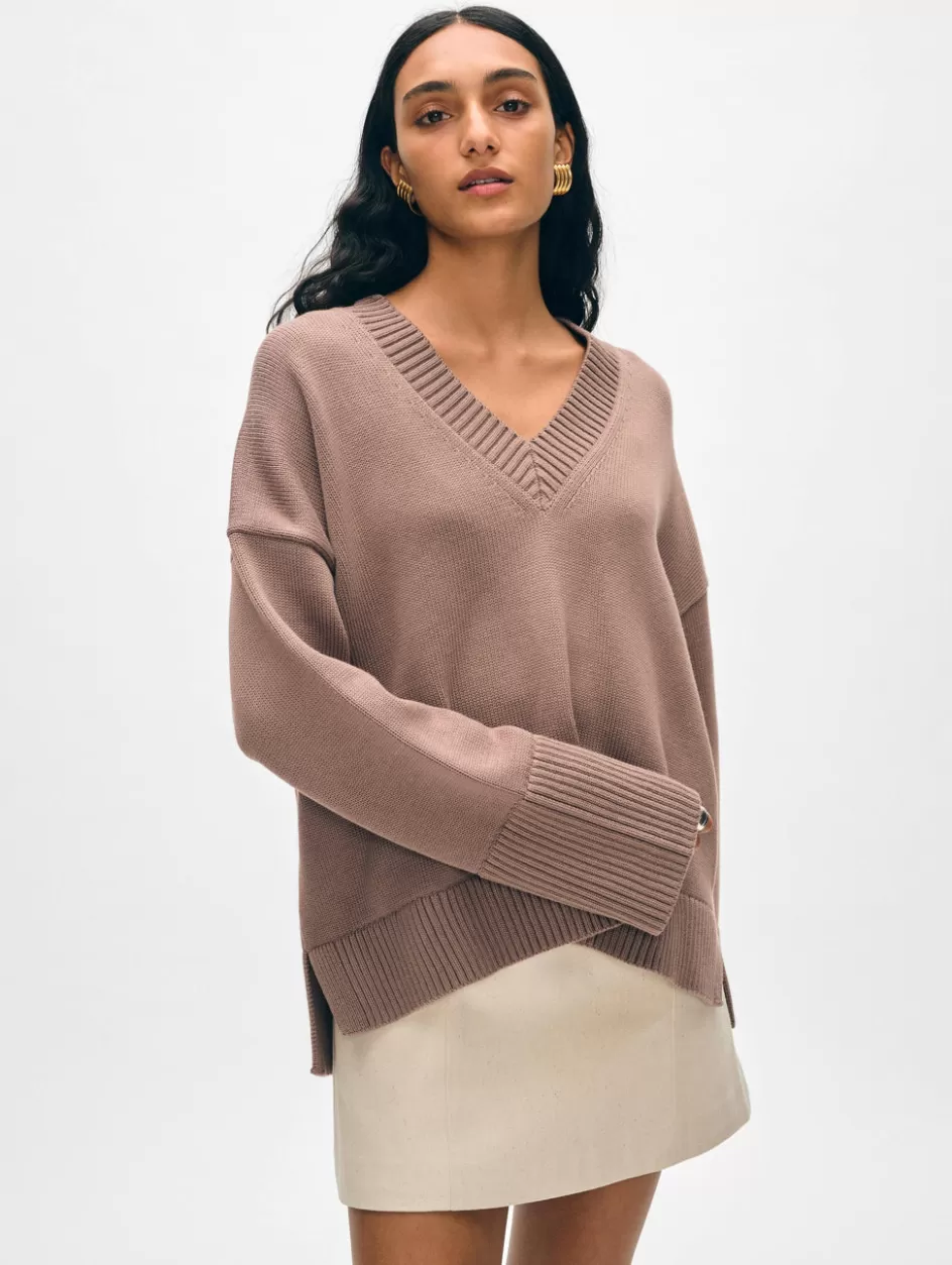 White + Warren Sweaters-organic cotton oversized v neck