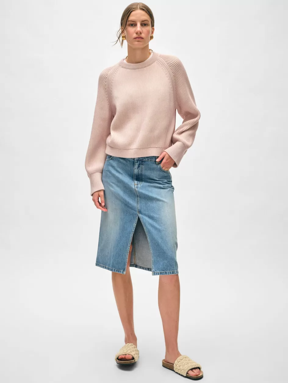 White + Warren Sweaters-organic cotton plaited crewneck