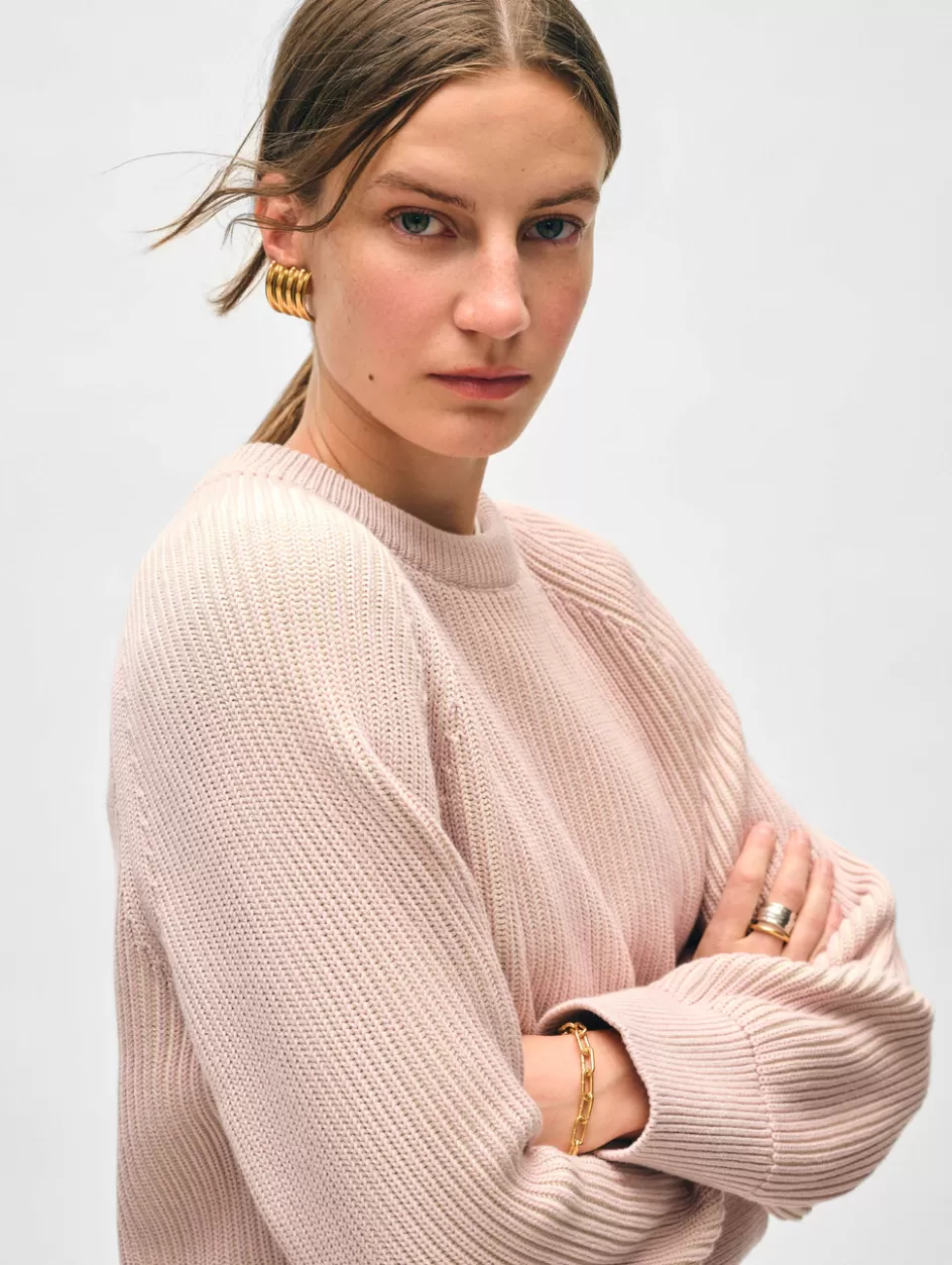 White + Warren Sweaters-organic cotton plaited crewneck