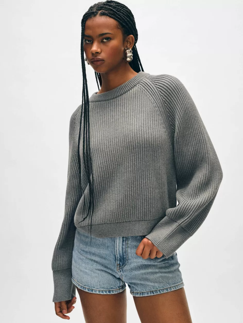 White + Warren Sweaters-organic cotton plaited crewneck
