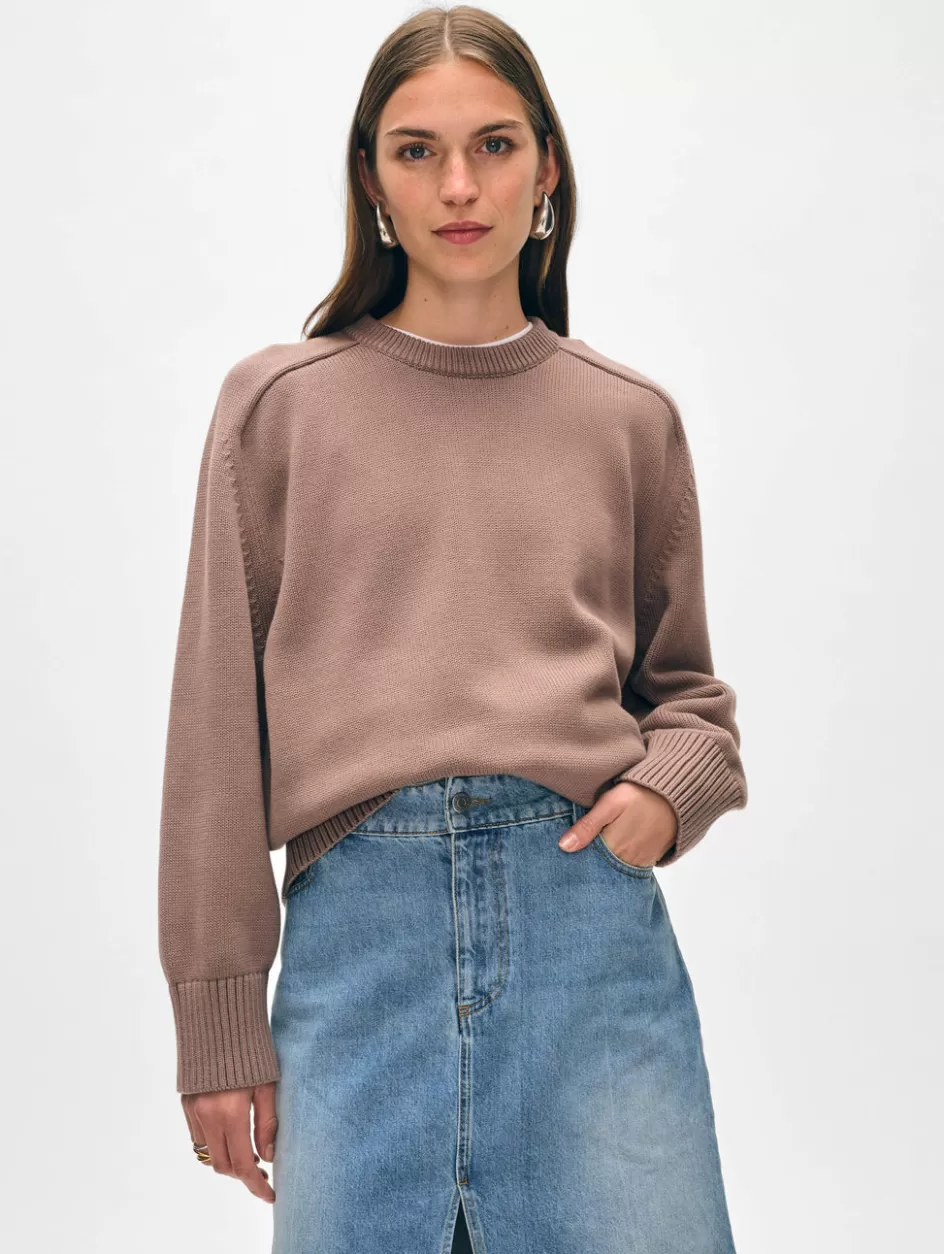 White + Warren Sweaters-organic cotton saddle sleeve crewneck
