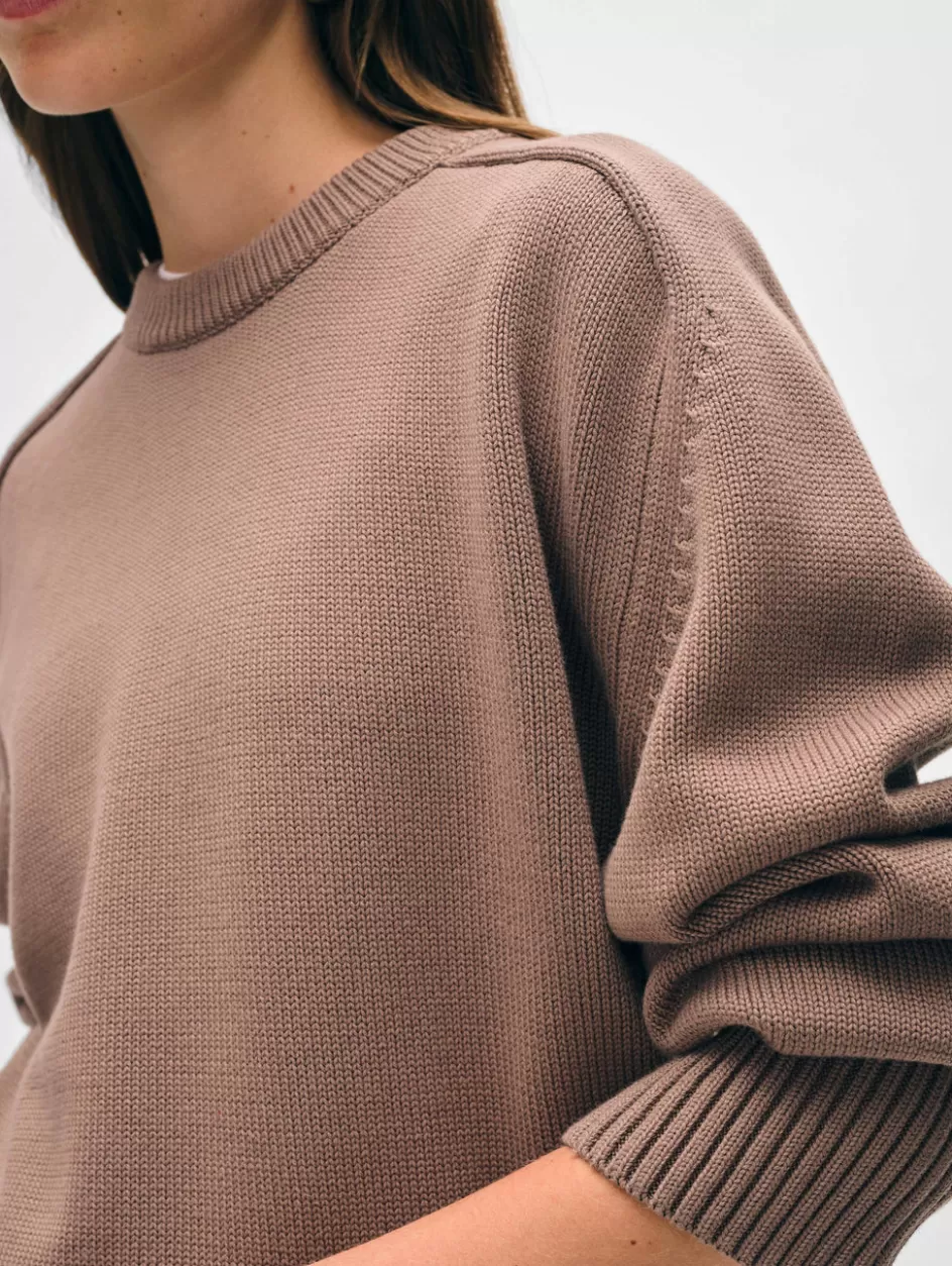 White + Warren Sweaters-organic cotton saddle sleeve crewneck