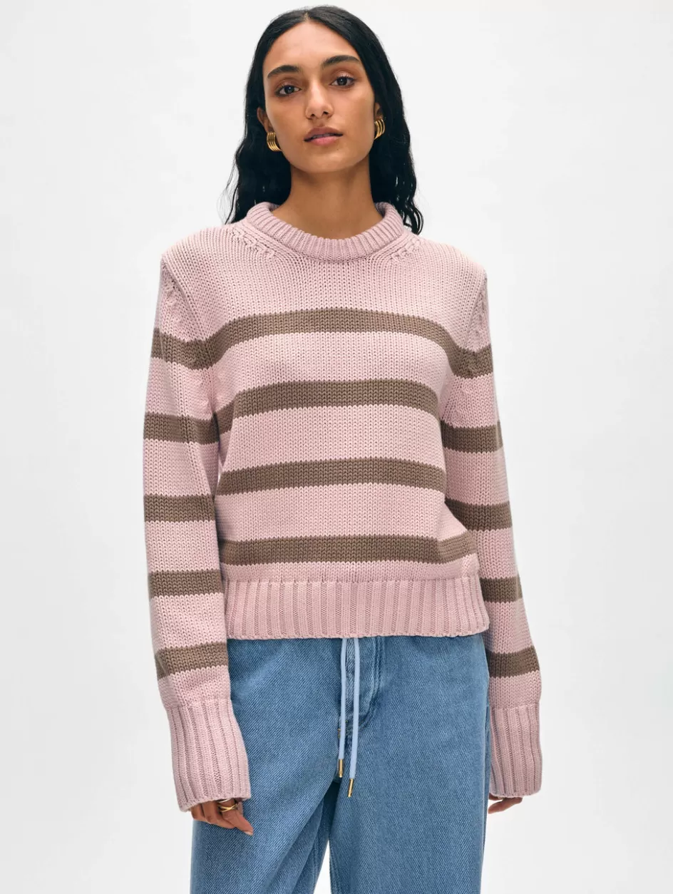 White + Warren Sweaters-organic cotton striped crewneck