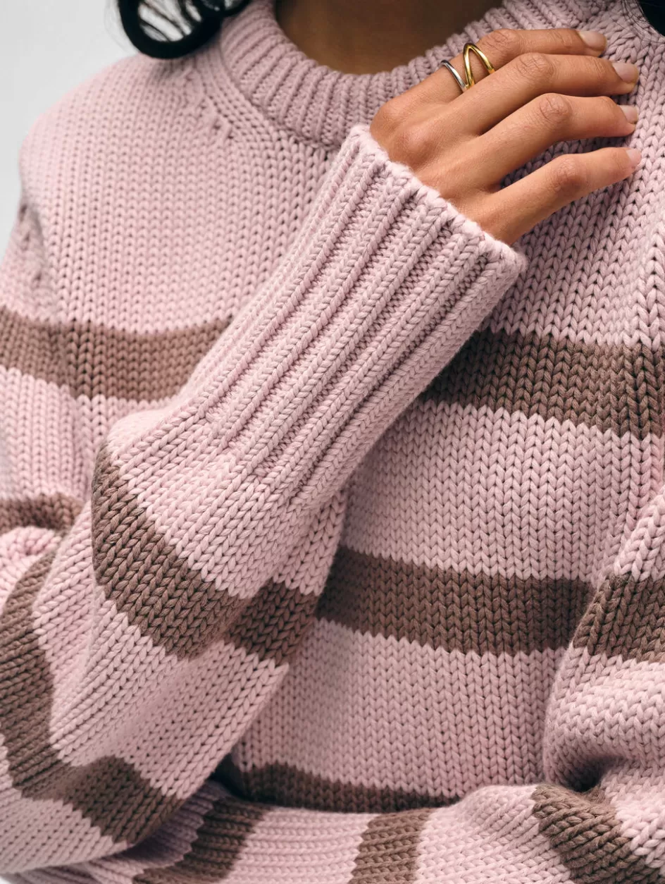 White + Warren Sweaters-organic cotton striped crewneck
