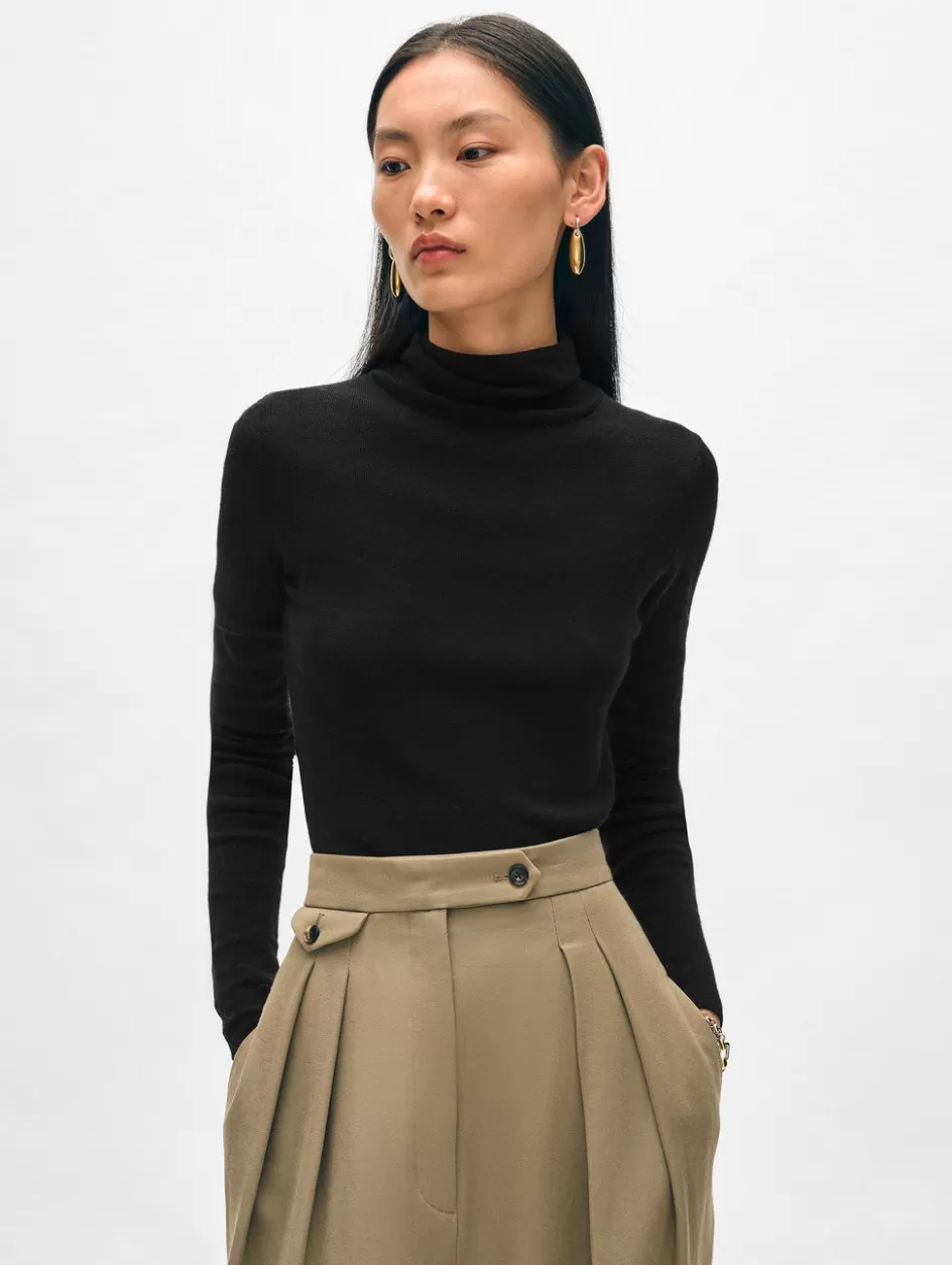 White + Warren Sweaters-superfine merino fitted turtleneck