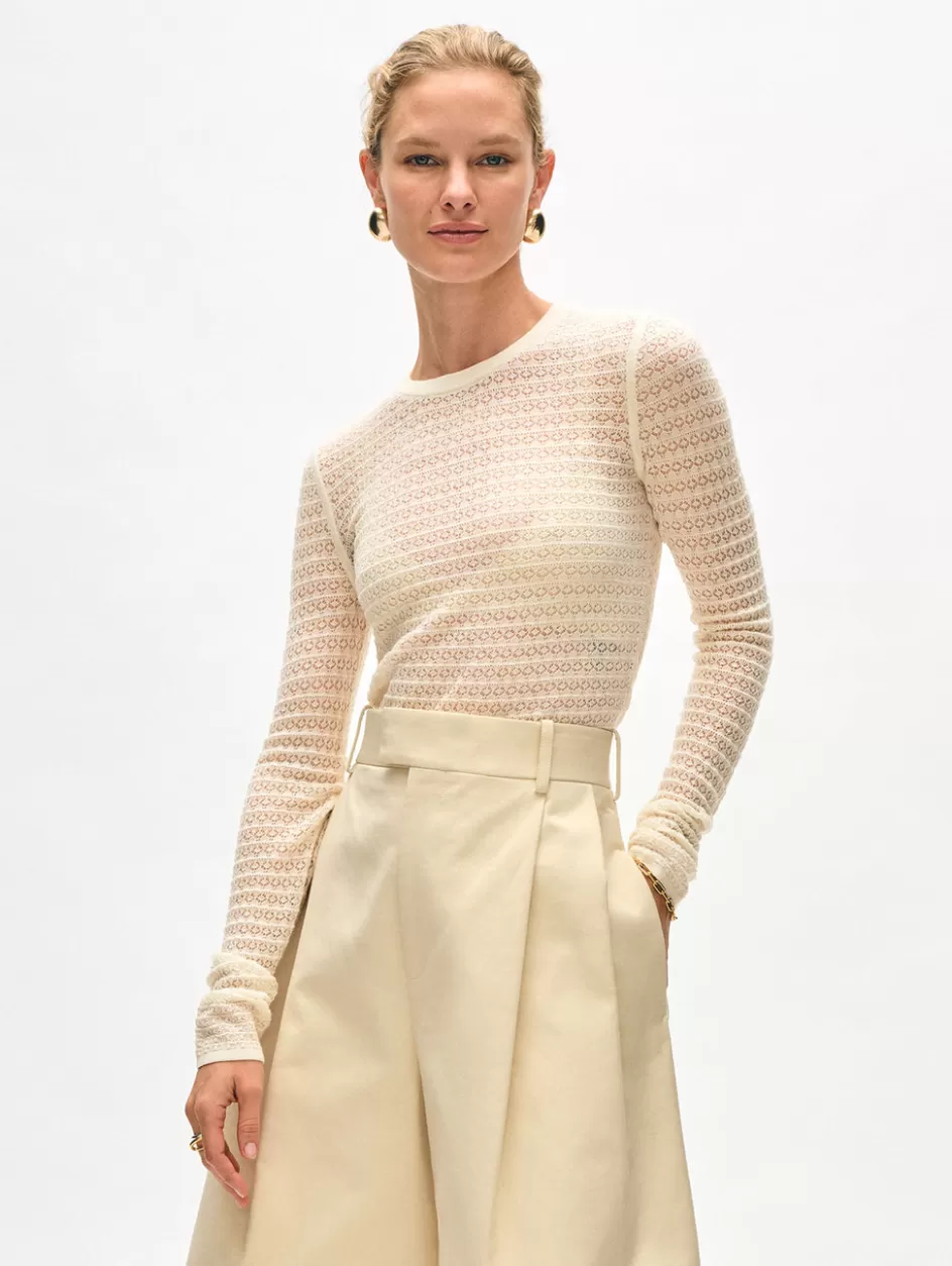 White + Warren Tops-superfine merino lace stitch top